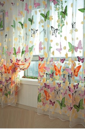 Butterfly Print Sheer Window - Lusy Store