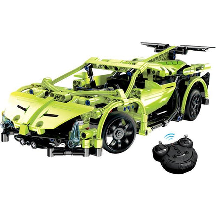 Cada Blocks 419Pcs RC Blue Sports Racing Cars DIY Model Building Blocks Remote Control Vehicle Toys For Kid 419 pcs