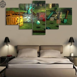Canvas Painting Minecraft Game Poster 5 Panel Modern Home Decor For Living Room Wall Art - Lusy Store