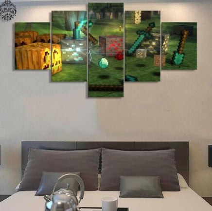 Canvas Painting Minecraft Game Poster 5 Panel Modern Home Decor For Living Room Wall Art - Lusy Store