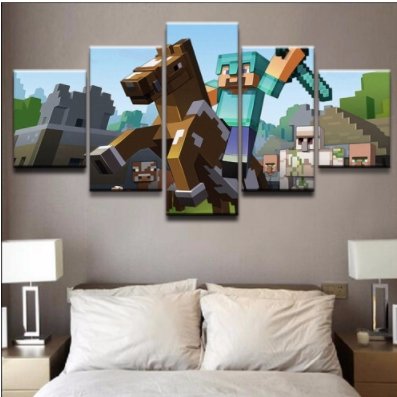 Canvas Printed Game Poster 5 Pieces Minecraft Wall Art Canvas Decor - Lusy Store