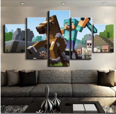 Canvas Printed Game Poster 5 Pieces Minecraft Wall Art Canvas Decor - Lusy Store