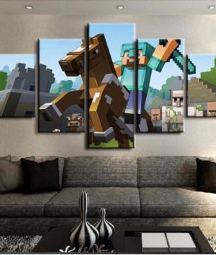 Canvas Printed Game Poster 5 Pieces Minecraft Wall Art Canvas Decor - Lusy Store