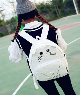 Canvas Women Lovely Cat Backpack Printing Backpacks School Bag - Lusy Store