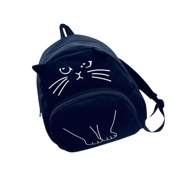 Canvas Women Lovely Cat Backpack Printing Backpacks School Bag - Lusy Store