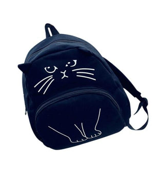 Canvas Women Lovely Cat Backpack Printing Backpacks School Bag - Lusy Store
