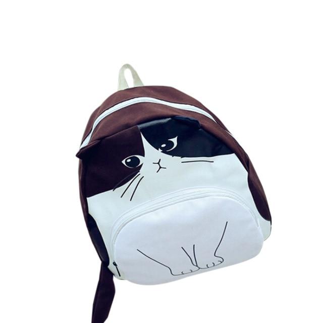 Canvas Women Lovely Cat Backpack Printing Backpacks School Bag - Lusy Store
