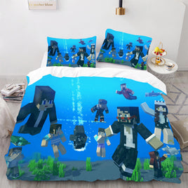 Captainsparklez Minecraft Bed Sheets Blue Duvet Covers Twin Full Queen King Bed Set - Lusy Store