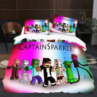 Captainsparklez Minecraft Bed Sheets Minecraft Duvet Covers Twin Full Queen King Colorful Bed Set - Lusy Store
