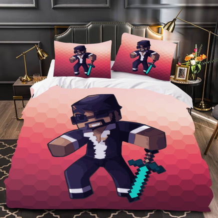 Captainsparklez Minecraft Bed Sheets Red Duvet Covers Twin Full Queen King Bed Set - Lusy Store
