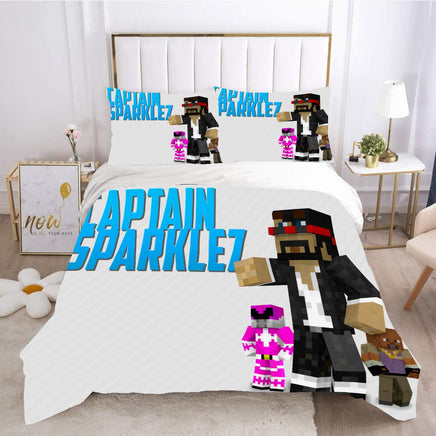 Captainsparklez Minecraft Bed Sheets White Duvet Covers Twin Full Queen King Bed Set - Lusy Store