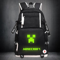 Cartoon Minecraft Plaid Creepers USB Charging Computer Boy Girl School bag Teenagers Canvas 3 46CMX30CMX14CM