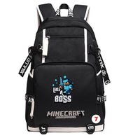 Cartoon Minecraft Plaid Creepers USB Charging Computer Boy Girl School bag Teenagers Canvas 7 46CMX30CMX14CM