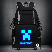 Cartoon Minecraft Plaid Creepers USB Charging Computer Boy Girl School bag Teenagers Canvas 1 46CMX30CMX14CM