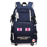Cartoon Minecraft Plaid Creepers USB Charging Computer Boy Girl School bag Teenagers Canvas 16 46CMX30CMX14CM