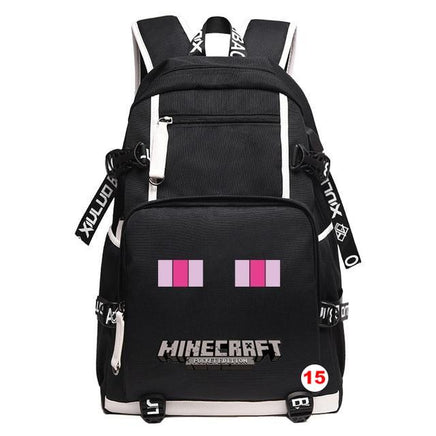 Cartoon Minecraft Plaid Creepers USB Charging Computer Boy Girl School bag Teenagers Canvas 15 46CMX30CMX14CM