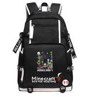 Cartoon Minecraft Plaid Creepers USB Charging Computer Boy Girl School bag Teenagers Canvas 11 46CMX30CMX14CM