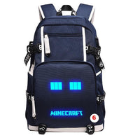 Cartoon Minecraft Plaid Creepers USB Charging Computer Boy Girl School bag Teenagers Canvas 6 46CMX30CMX14CM