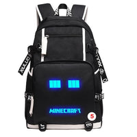 Cartoon Minecraft Plaid Creepers USB Charging Computer Boy Girl School bag Teenagers Canvas 5 46CMX30CMX14CM
