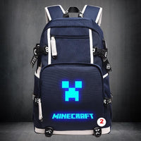 Cartoon Minecraft Plaid Creepers USB Charging Computer Boy Girl School bag Teenagers Canvas 2 46CMX30CMX14CM