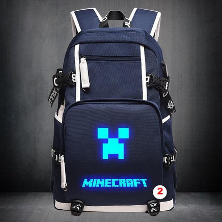 Cartoon Minecraft Plaid Creepers USB Charging Computer Boy Girl School bag Teenagers Canvas 2 46CMX30CMX14CM