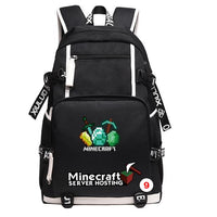 Cartoon Minecraft Plaid Creepers USB Charging Computer Boy Girl School bag Teenagers Canvas 9 46CMX30CMX14CM
