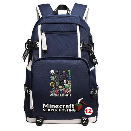 Cartoon Minecraft Plaid Creepers USB Charging Computer Boy Girl School bag Teenagers Canvas 12 46CMX30CMX14CM