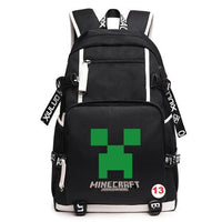 Cartoon Minecraft Plaid Creepers USB Charging Computer Boy Girl School bag Teenagers Canvas 13 46CMX30CMX14CM