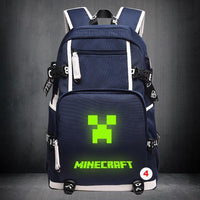 Cartoon Minecraft Plaid Creepers USB Charging Computer Boy Girl School bag Teenagers Canvas 4 46CMX30CMX14CM