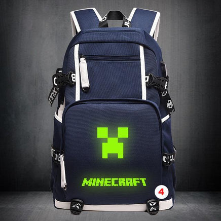 Cartoon Minecraft Plaid Creepers USB Charging Computer Boy Girl School bag Teenagers Canvas 4 46CMX30CMX14CM