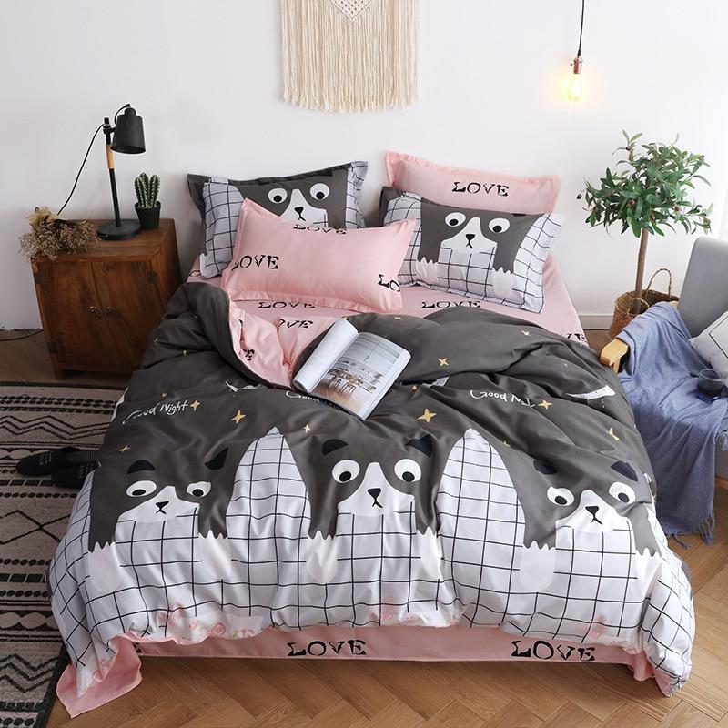 Cat Bedding Sets Cute Bedding Sets Plaid Stripe Flat Bed Sheet - Lusy Store