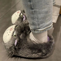 Cat Slippers Cotton For Female Indoor Winter Warm And Thick Soled Non Slip Plush Slippers