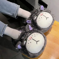 Cat Slippers Cotton For Female Indoor Winter Warm And Thick Soled Non Slip Plush Slippers