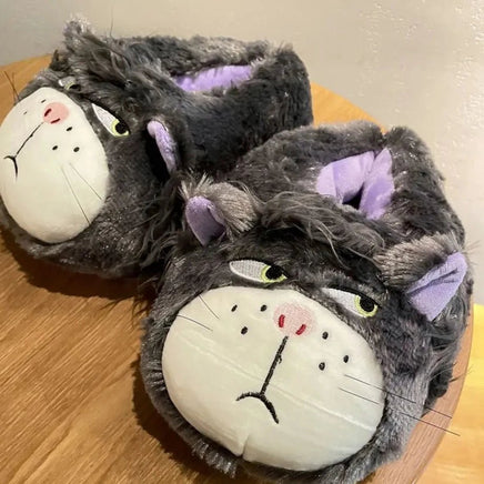Cat Slippers Cotton For Female Indoor Winter Warm And Thick Soled Non Slip Plush Slippers Black 36-39