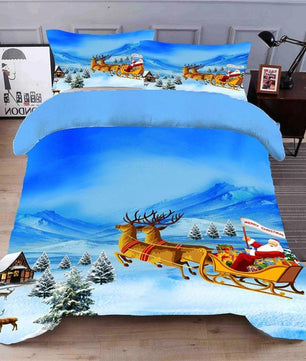Christmas Bedding Sets 3D Christmas Tree Twin Full Quenn King Size Blue Bedding Sets Bed Linen - Lusy Store