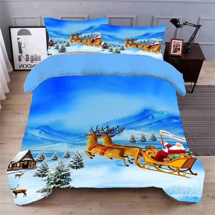 Christmas Bedding Sets 3D Christmas Tree Twin Full Quenn King Size Blue Bedding Sets Bed Linen - Lusy Store
