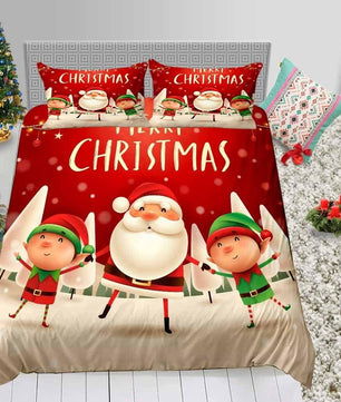 Christmas Bedding Sets 3D Fashion Cute Santas Queen Twin Full Single Bed Set - Lusy Store