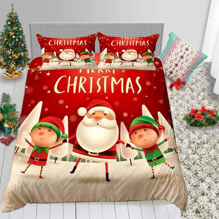 Christmas Bedding Sets 3D Fashion Cute Santas Queen Twin Full Single Bed Set - Lusy Store