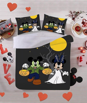 Christmas Bedding Sets 3D Halloween Cartoon Nightmare Before Christmas Queen King Size - Lusy Store