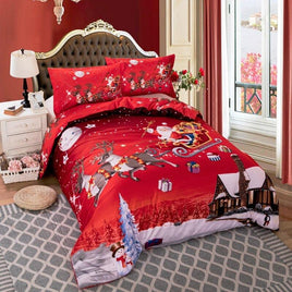 Christmas Bedding Sets 3D Merry Christmas Deer And Santa Claus Microfiber Bedclothes - Lusy Store