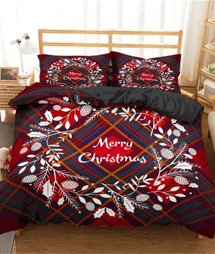 Christmas Bedding Sets 3D Printing Merry Christmas Bedroom Bedclothes Geometric Plaid Home Textiles - Lusy Store