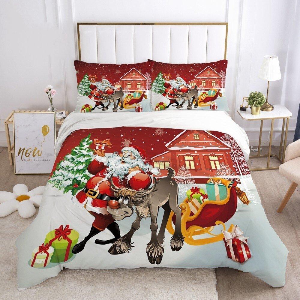 Christmas Bedding Sets Christmas Home Textiles Santa Red Bedclothes - Lusy Store