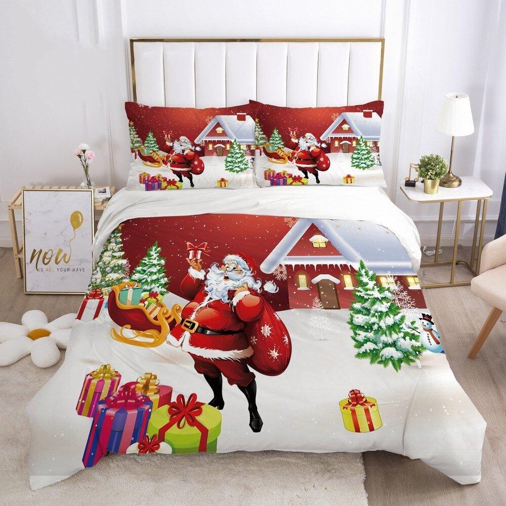 Christmas Bedding Sets Christmas Home Textiles Santa Red Bedclothes - Lusy Store