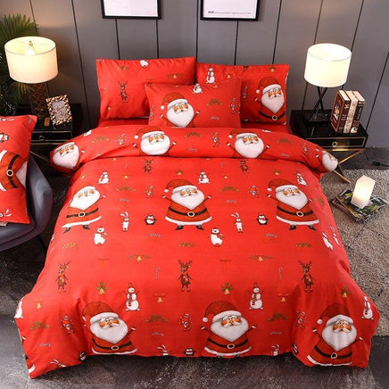 Christmas Bedding Sets Cute Merry Christmas Santa Claus Bed Set Gifts USA Size Red