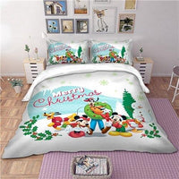 Christmas Bedding Sets Mickey and Minnie Twin Full Queen King Size Kids Bedlinen White