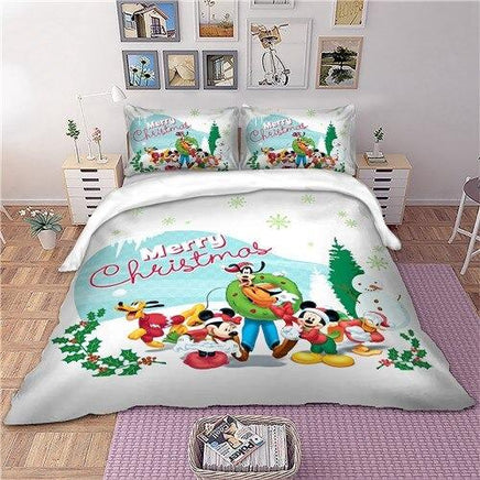 Christmas Bedding Sets Mickey and Minnie Twin Full Queen King Size Kids Bedlinen White