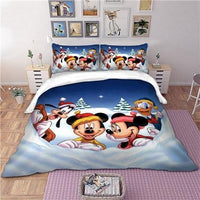 Christmas Bedding Sets Mickey and Minnie Twin Full Queen King Size Kids Bedlinen Blue