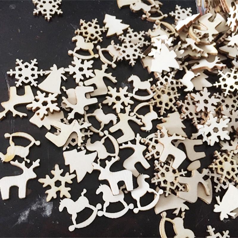 Christmas decoration wood chips 50 a pack Style mixed - Lusy Store
