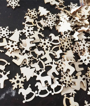 Christmas decoration wood chips 50 a pack Style mixed - Lusy Store