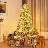 Christmas Tree 6ft Artificial Snow Decorated Flocked Hinged Indoor Outdoor